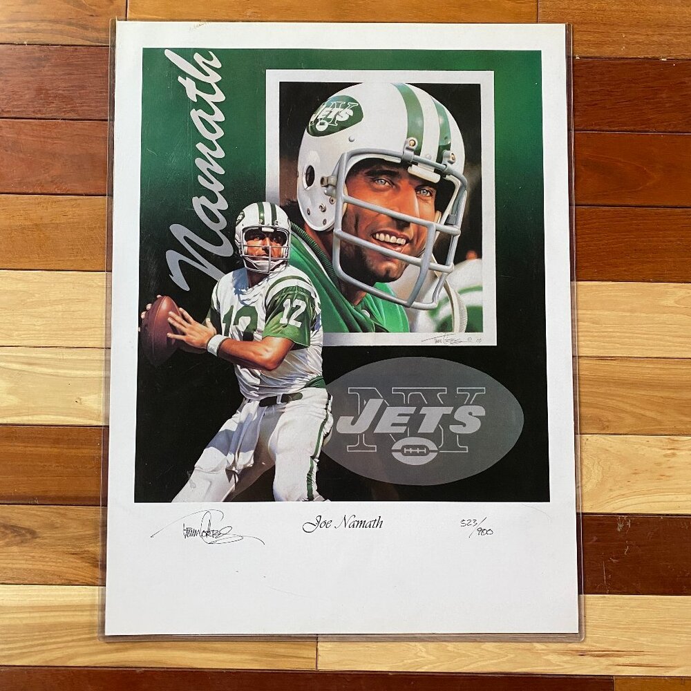 532 of 900 Mixed Media Art By Tim Cortes Joe Namath Playing For New York Jets